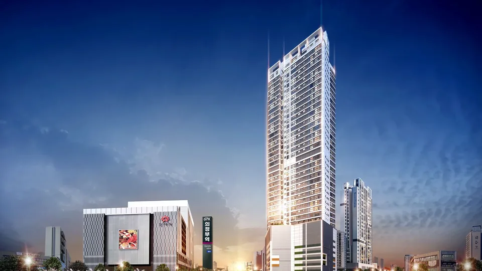 의정부역 해링턴 플레이스 신세계백화점과 단지 야경 투시도(CG)
